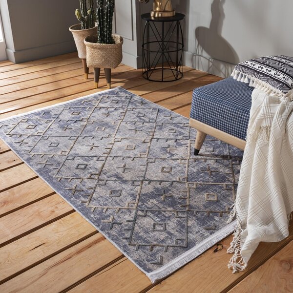 Moderni sivi tepih s resicama u skandinavskom stilu Širina: 160 cm | Duljina: 230 cm