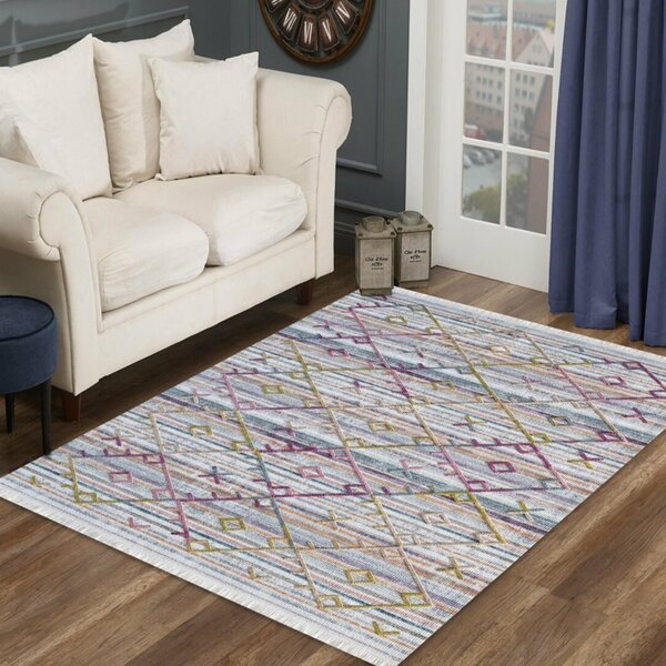 Luksuzni tepih krem i bijele boje s raznobojnim uzorkom Širina: 160 cm | Duljina: 230 cm