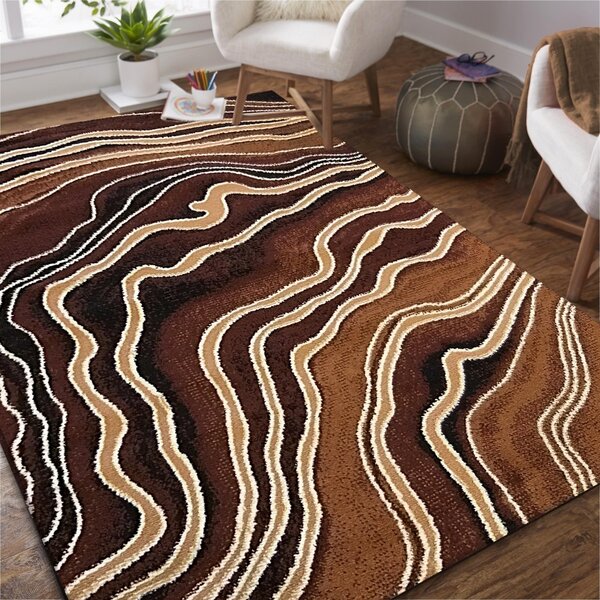 Moderni smeđi tepih s apstraktnim motivom Širina: 200 cm | Duljina: 300 cm