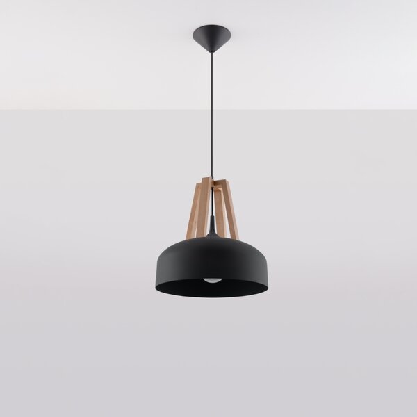 Viseća svjetiljka CASCO crna/prirodno drvo