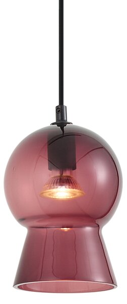 Retro visilica crna s ljubičastim staklom za 1-fazni sustav tračnica - Iconic Bell