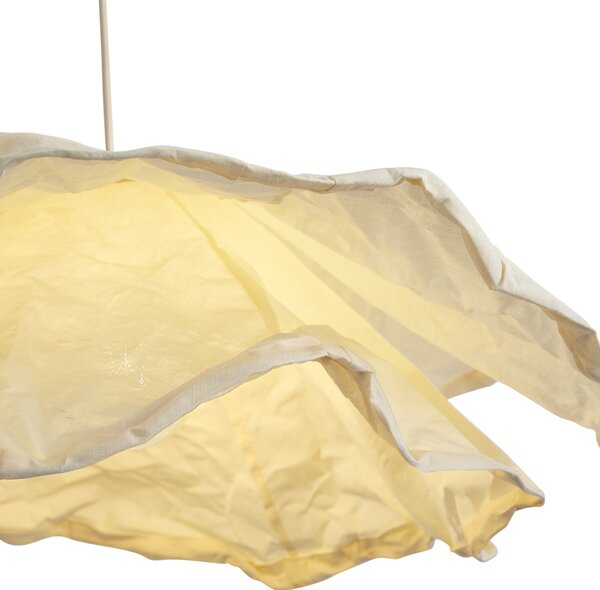 Japandi hanglamp beige met stoffen kap 80cm - Papel