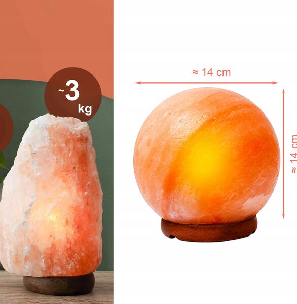 Okrogla namizna himalajska solna lučka 3kg ​​ionizator 15w