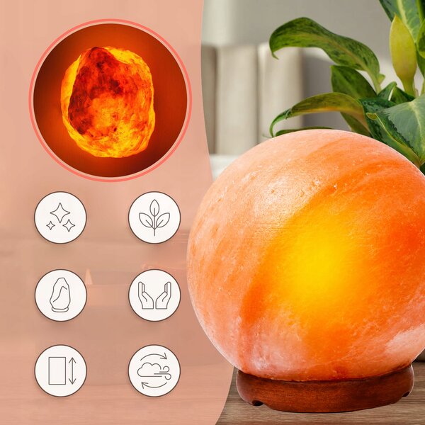 Okrogla namizna himalajska solna lučka 3kg ​​ionizator 15w