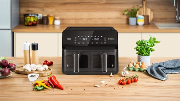Xxl 2700w lcd touch dvojni cvrtnik na zrak brez maščobe 8l friteza črna