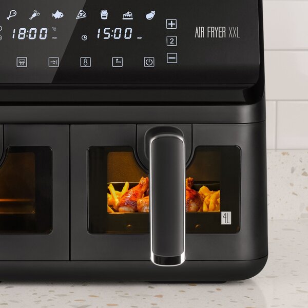 Xxl 2700w lcd touch dvojni cvrtnik na zrak brez maščobe 8l friteza črna