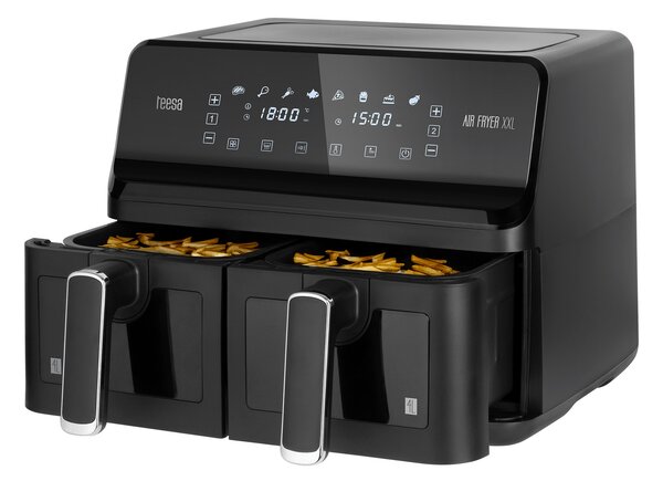 Xxl 2700w lcd touch dvojni cvrtnik na zrak brez maščobe 8l friteza črna