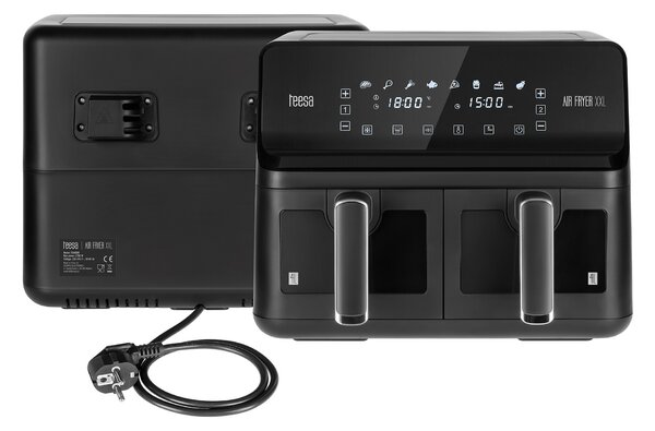 Xxl 2700w lcd touch dvojni cvrtnik na zrak brez maščobe 8l friteza črna