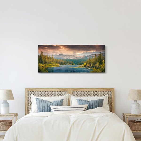 Slika planinske rijeke i planina (120x50 cm)