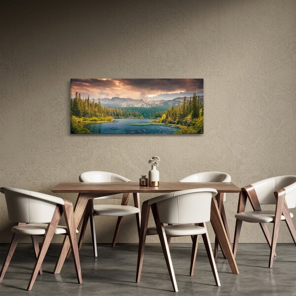 Slika planinske rijeke i planina (120x50 cm)