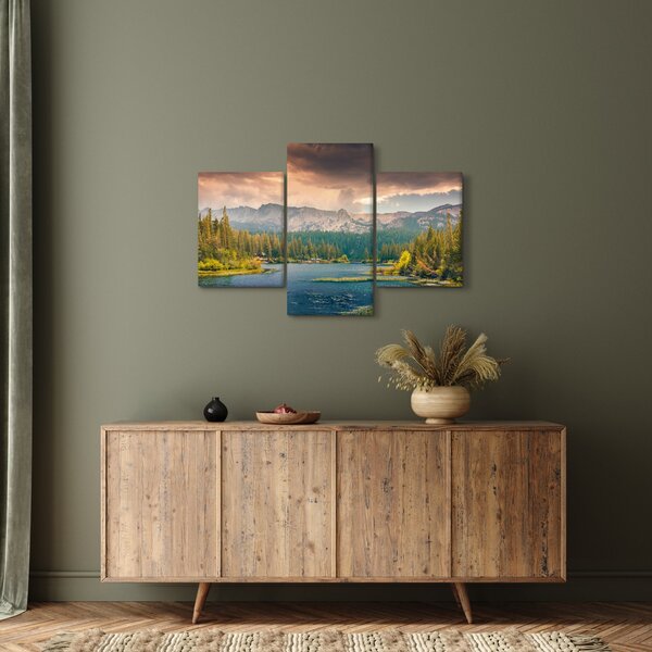 Slika planinske rijeke i planina (90x60 cm)
