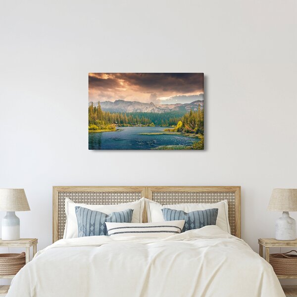 Slika planinske rijeke i planina (90x60 cm)