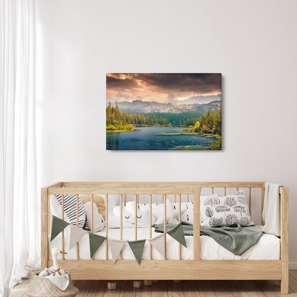 Slika planinske rijeke i planina (90x60 cm)