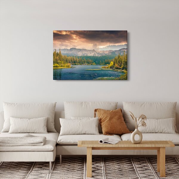 Slika planinske rijeke i planina (90x60 cm)