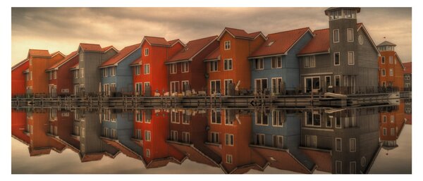 Slika živopisnih kuća (120x50 cm)