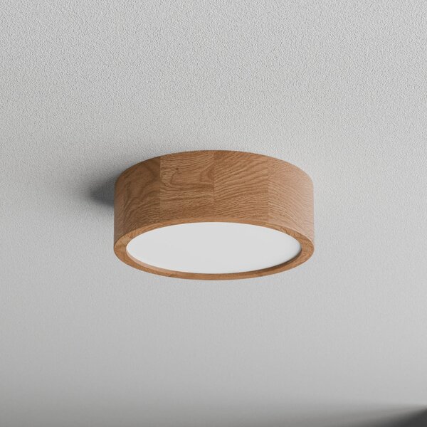 TEMAR LIGHTING Stropna svjetiljka Cleo DR275, IP20, senzor, Ø 28 cm, hrastovina, Drvo, Dnevni boravak/blagovaonica, Drvo