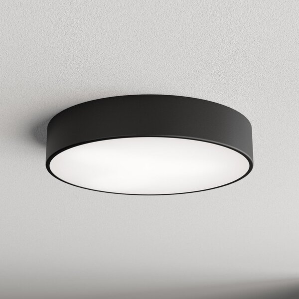 TEMAR LIGHTING Stropna svjetiljka Cleo 400, crna, senzor, IP54, Ø 40 cm, metalna, Crno, Područje hodnika, Metal