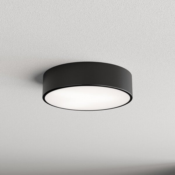 TEMAR LIGHTING Stropna svjetiljka Cleo 300, crna, senzor, IP54, Ø 30 cm, metalna, Crno, Područje hodnika, Metal