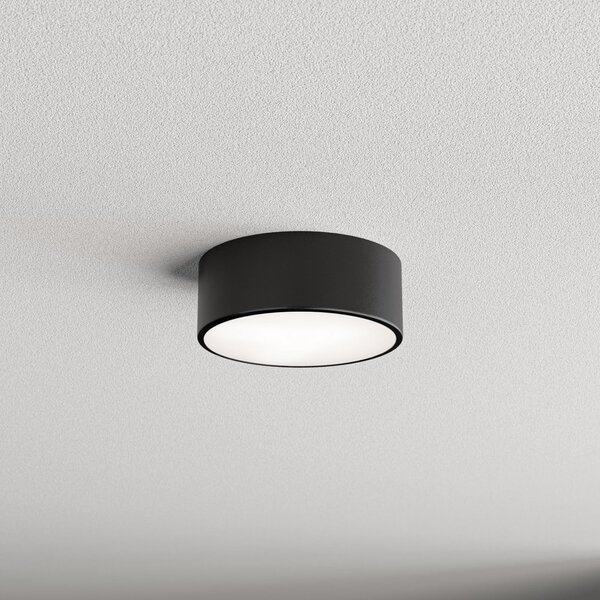 TEMAR LIGHTING Stropna svjetiljka Cleo 200, bijela, senzor, IP20, Ø 20 cm, E27, prigušiva, Crno, Dnevni boravak/blagovaonica, Metal