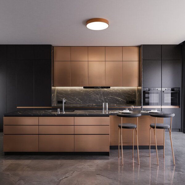 TEMAR LIGHTING Stropna svjetiljka Cleo 400, bakrena, senzorska, IP54, Ø 40 cm, metalna, Bakar, Područje hodnika, Metal