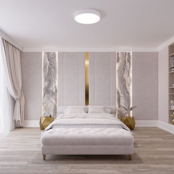 TEMAR LIGHTING Cleo stropna svjetiljka, Ø 50 cm, IP20, bijela, metalna, E27, prigušiva, Bijela, Dnevni boravak/blagovaonica, Metal
