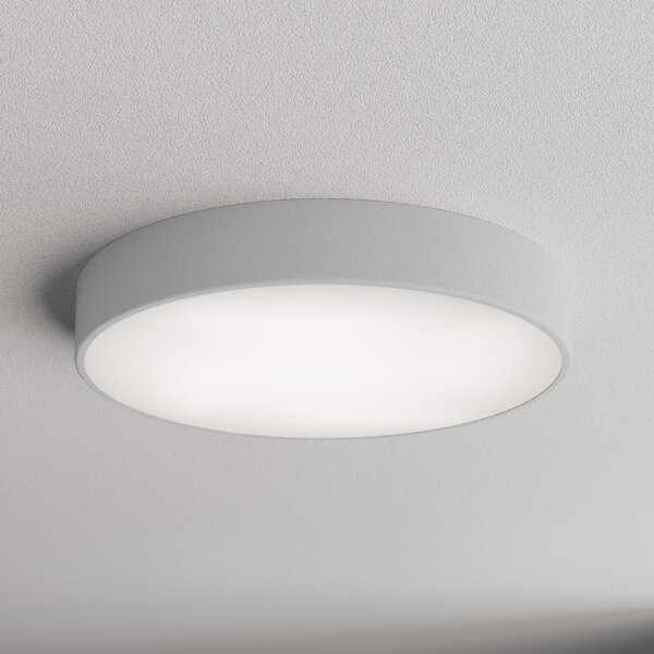 TEMAR LIGHTING Stropna svjetiljka Cleo 500, siva, senzor, IP54, Ø 50 cm, metalna, Sivo, Područje hodnika, Metal