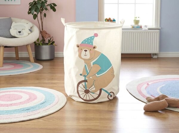 Koš za igračke i rublje s tiskom CIRCUS BEAR 35x45 cm, krem