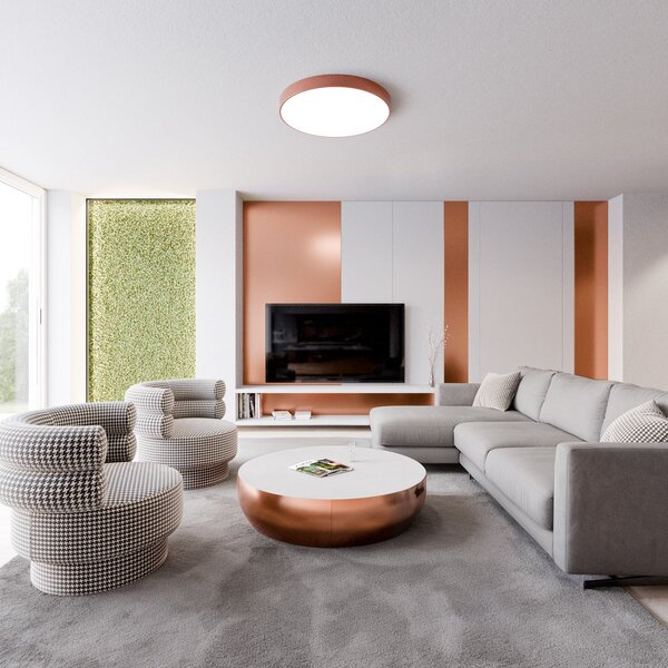 TEMAR LIGHTING Stropna svjetiljka Cleo 600, Ø 60 cm bakrena, prigušiva, Bakar, Dnevni boravak/blagovaonica, Metal