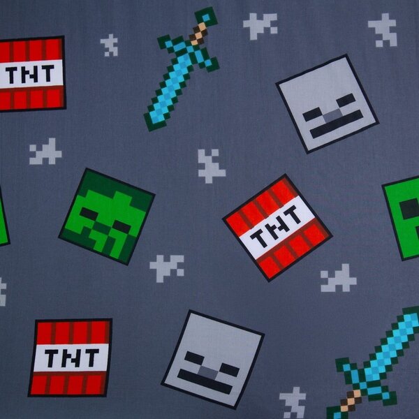 Siva pamučna dječja plahta s gumom za krevet za jednu osobu 90x200 cm Minecraft "We got this" – Jerry Fabrics