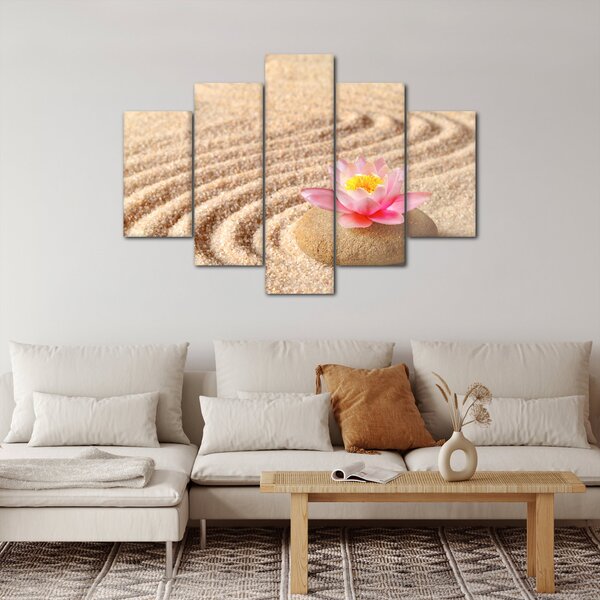 Slika kamena s cvijetom na pijesku (150x105 cm)