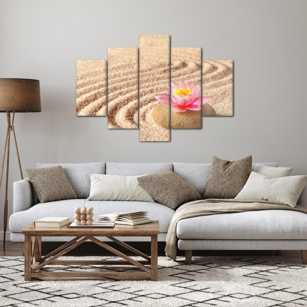 Slika kamena s cvijetom na pijesku (150x105 cm)