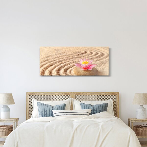 Slika kamena s cvijetom na pijesku (120x50 cm)