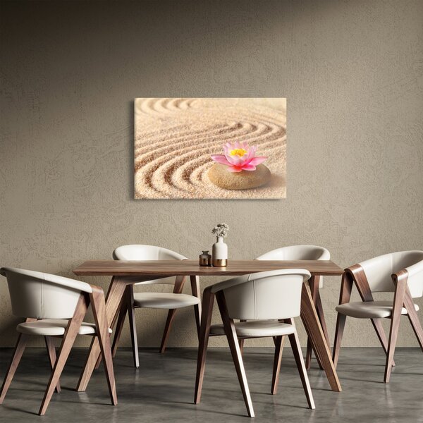 Slika kamena s cvijetom na pijesku (90x60 cm)