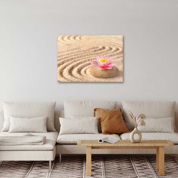 Slika kamena s cvijetom na pijesku (70x50 cm)