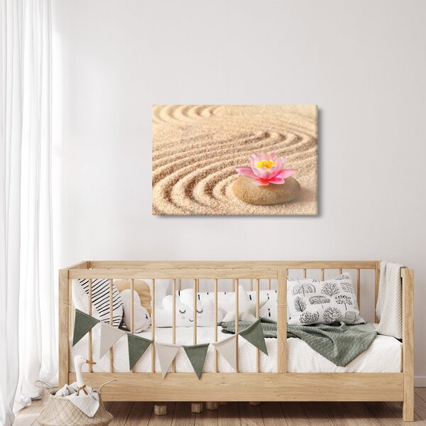 Slika kamena s cvijetom na pijesku (90x60 cm)