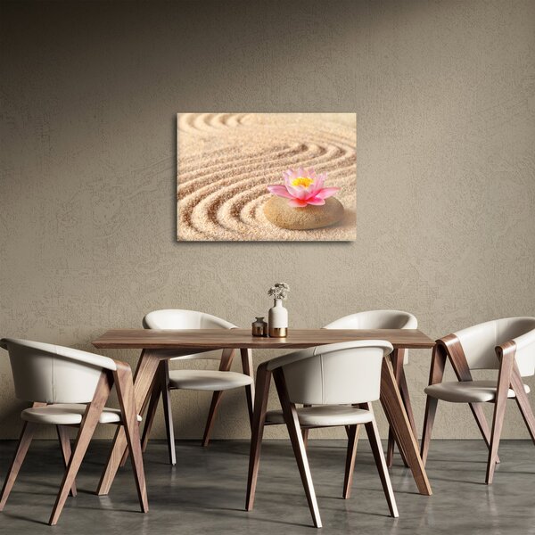 Slika kamena s cvijetom na pijesku (70x50 cm)