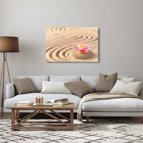 Slika kamena s cvijetom na pijesku (90x60 cm)