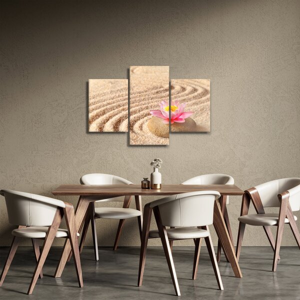 Slika kamena s cvijetom na pijesku (90x60 cm)