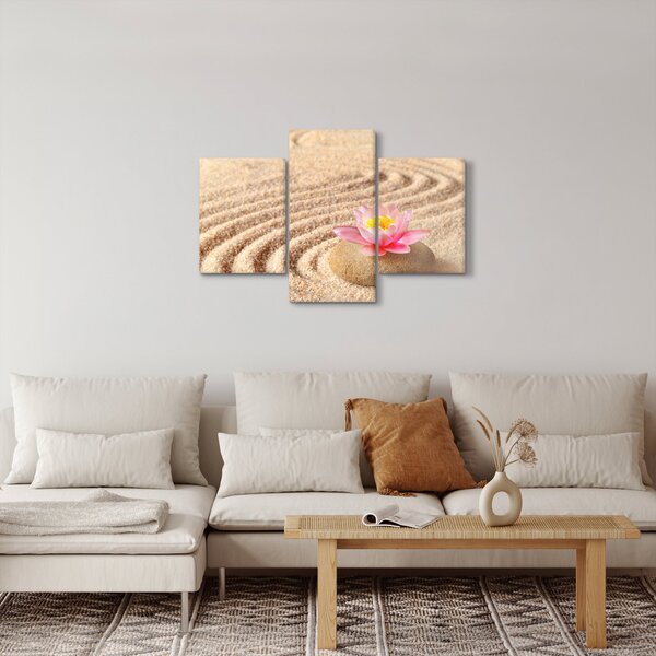 Slika kamena s cvijetom na pijesku (90x60 cm)