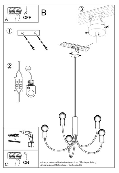 Luster PICCOLO 3 crna