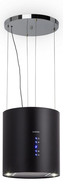 Klarstein Barett, otočna napa, Ø 38 cm, recirkulacija 522 m³/h, LED, filter s aktivnim ugljenom, crna