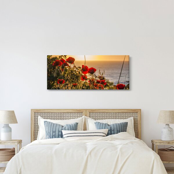 Slika zalaska sunca s makovima (120x50 cm)