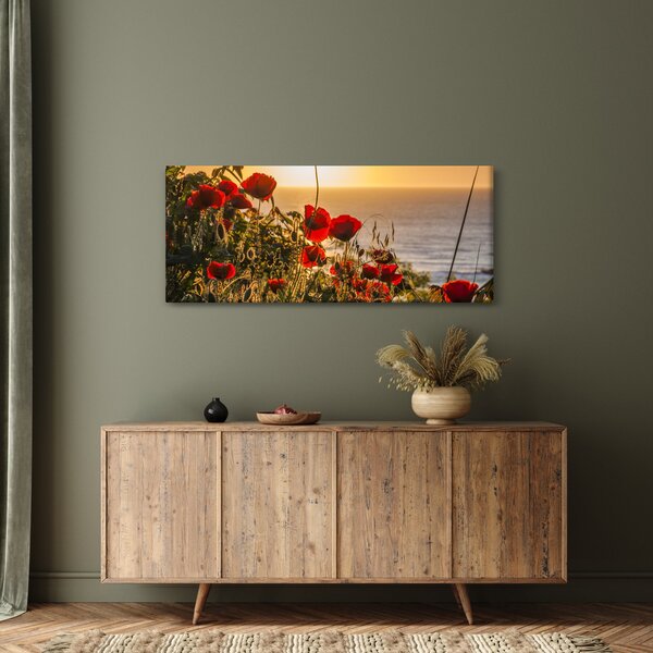 Slika zalaska sunca s makovima (120x50 cm)