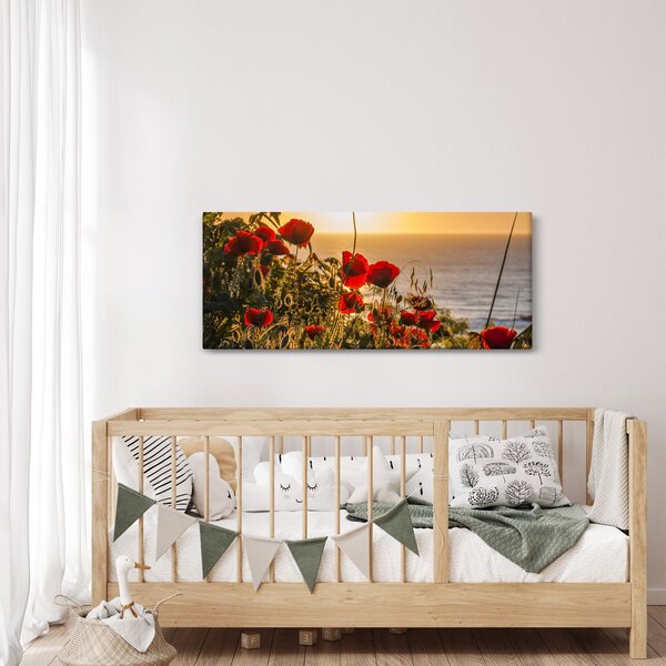 Slika zalaska sunca s makovima (120x50 cm)
