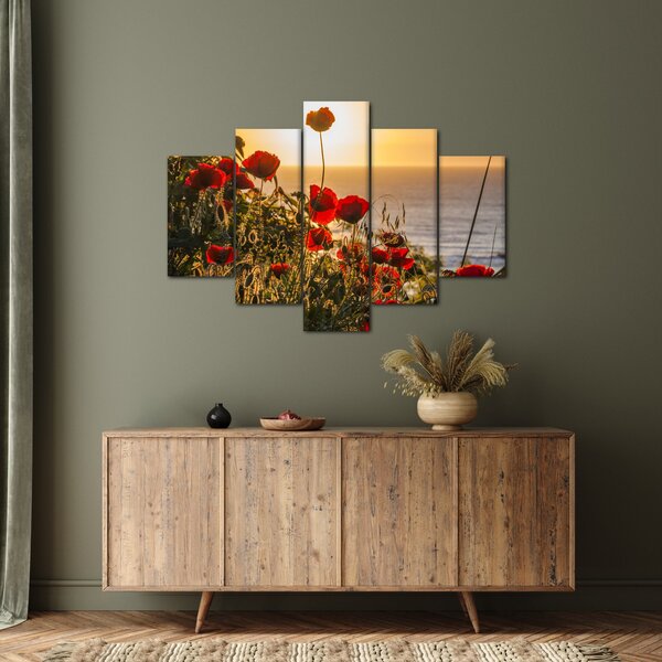 Slika zalaska sunca s makovima (150x105 cm)