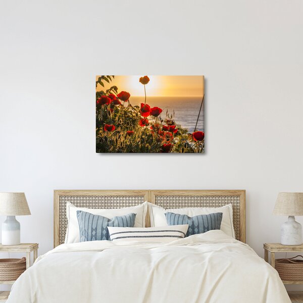 Slika zalaska sunca s makovima (70x50 cm)