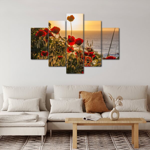 Slika zalaska sunca s makovima (150x105 cm)