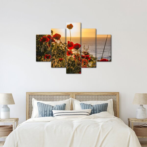 Slika zalaska sunca s makovima (150x105 cm)