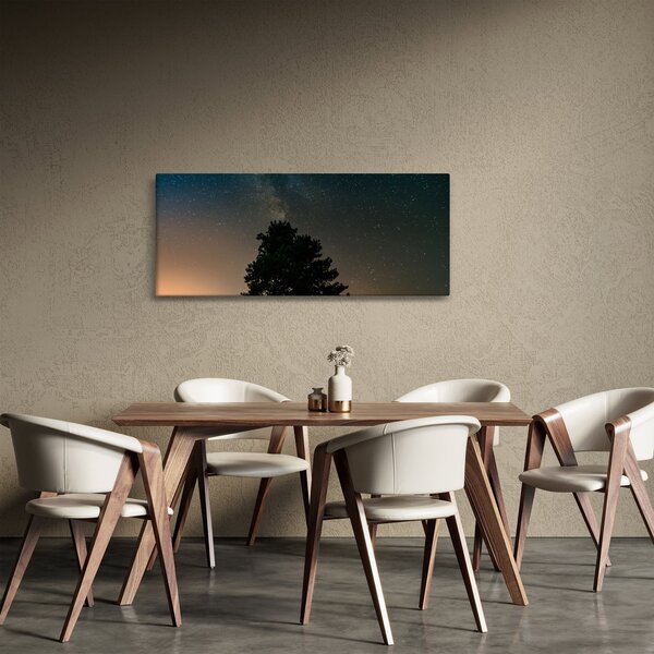 Slika noćnog neba s drvećem (120x50 cm)