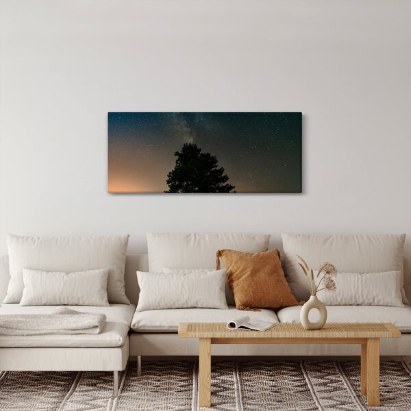 Slika noćnog neba s drvećem (120x50 cm)